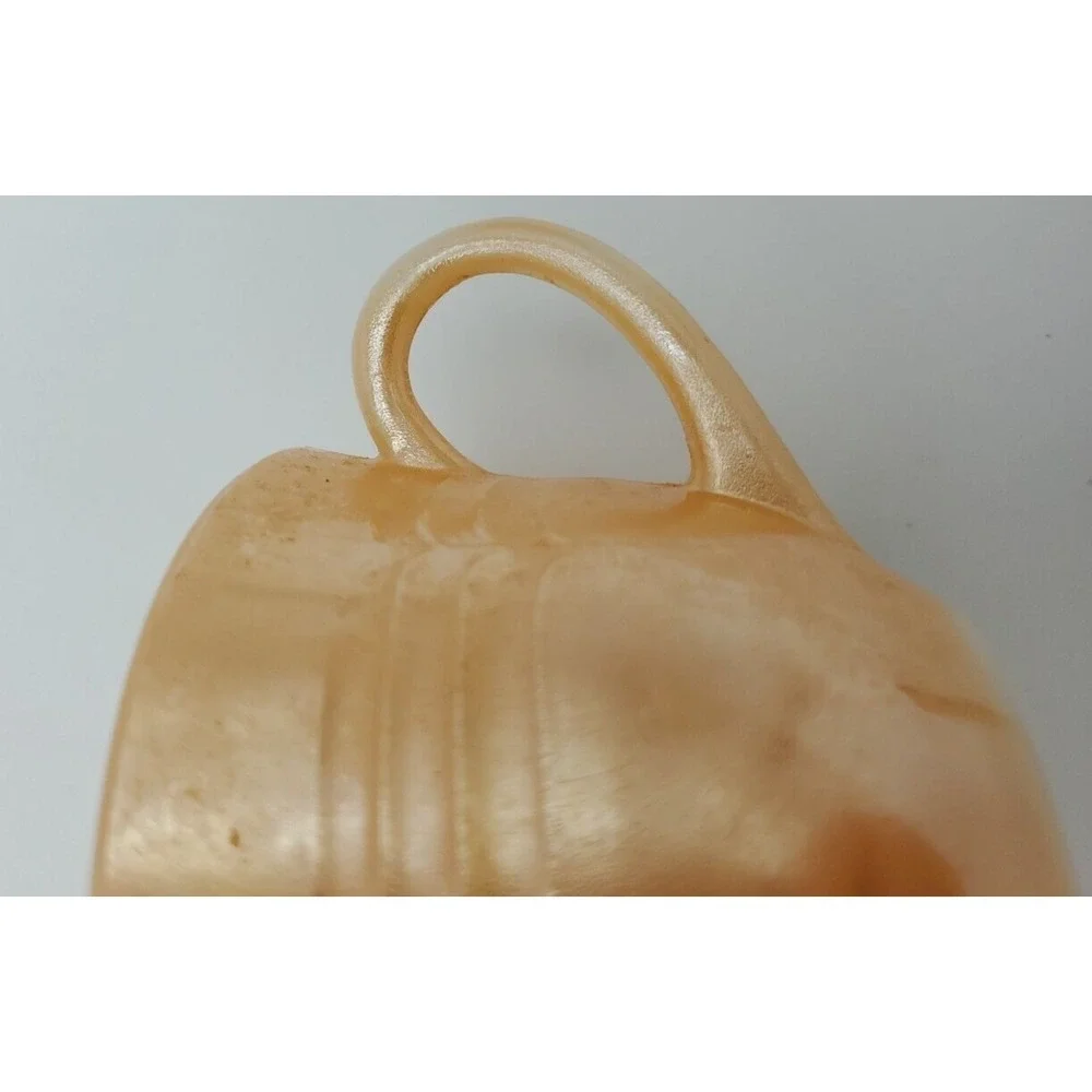 Vintage Fire King‎ Ware Lusterware Milk Glass Peach 3-Band Orange Coffee Tea Cup
